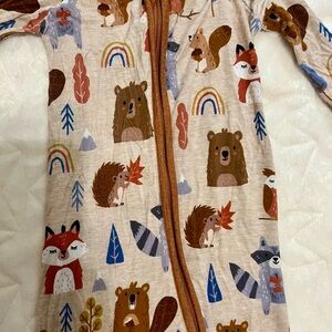 Little Sleepies Zippie - Woodland Friends Print (6-12 Months)